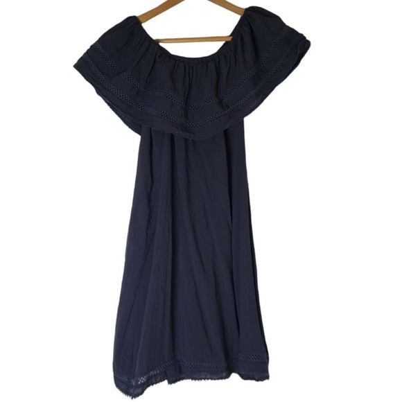 Aritzia Wilfred Emmie Off-The-Shoulder Navy Blue Dress - Picture 5 of 6